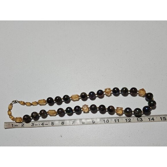 Artisan Tiger Eye Beaded Necklace Elegant Black Statement Fashion Jewelry Women - Picture 5 of 6